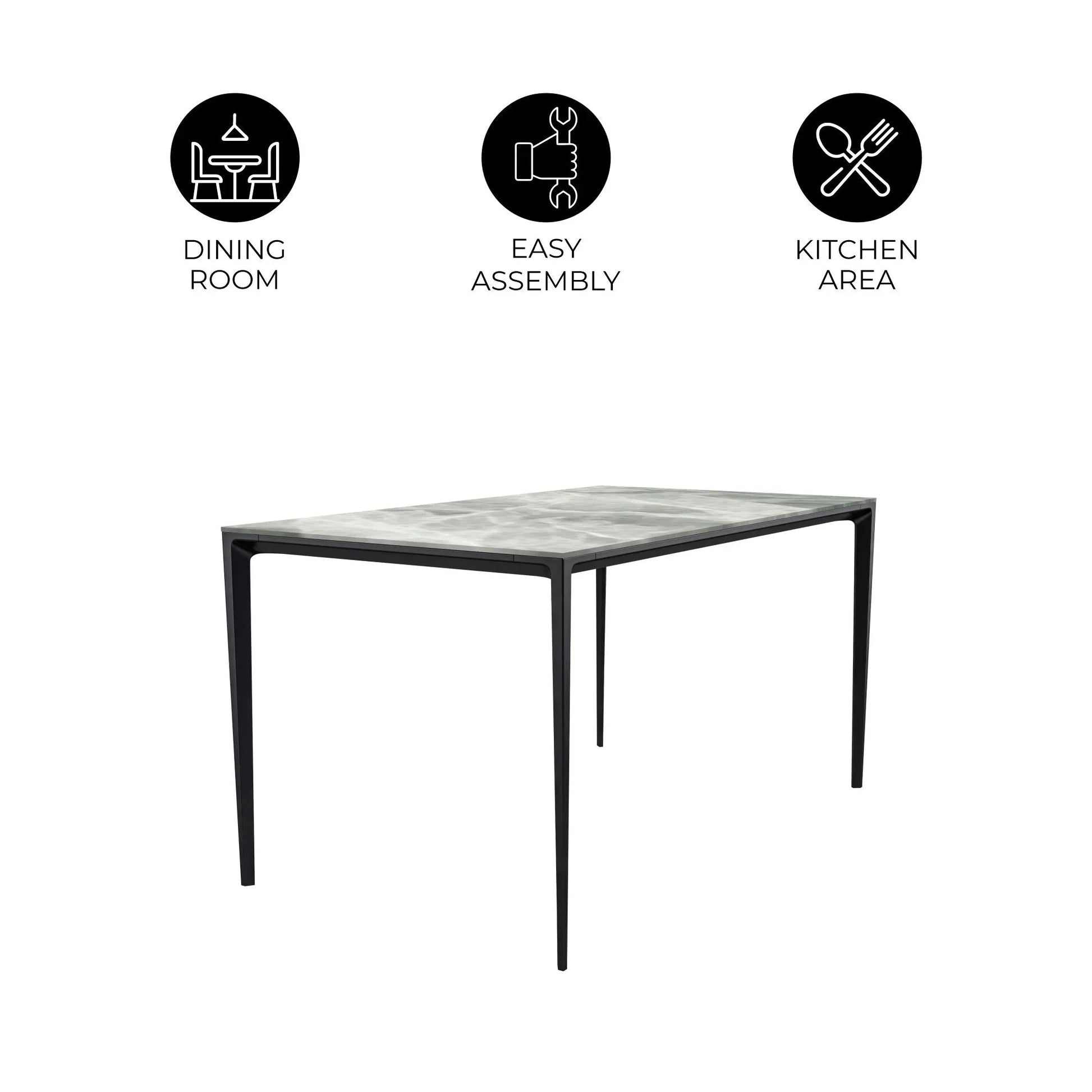 Avo Rectangular Dining Table with a Sintered Stone or Glass Tabletop in Black Aluminum - Elax Furniture