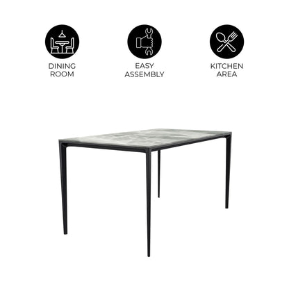 Avo Rectangular Dining Table with a Sintered Stone or Glass Tabletop in Black Aluminum - Elax Furniture