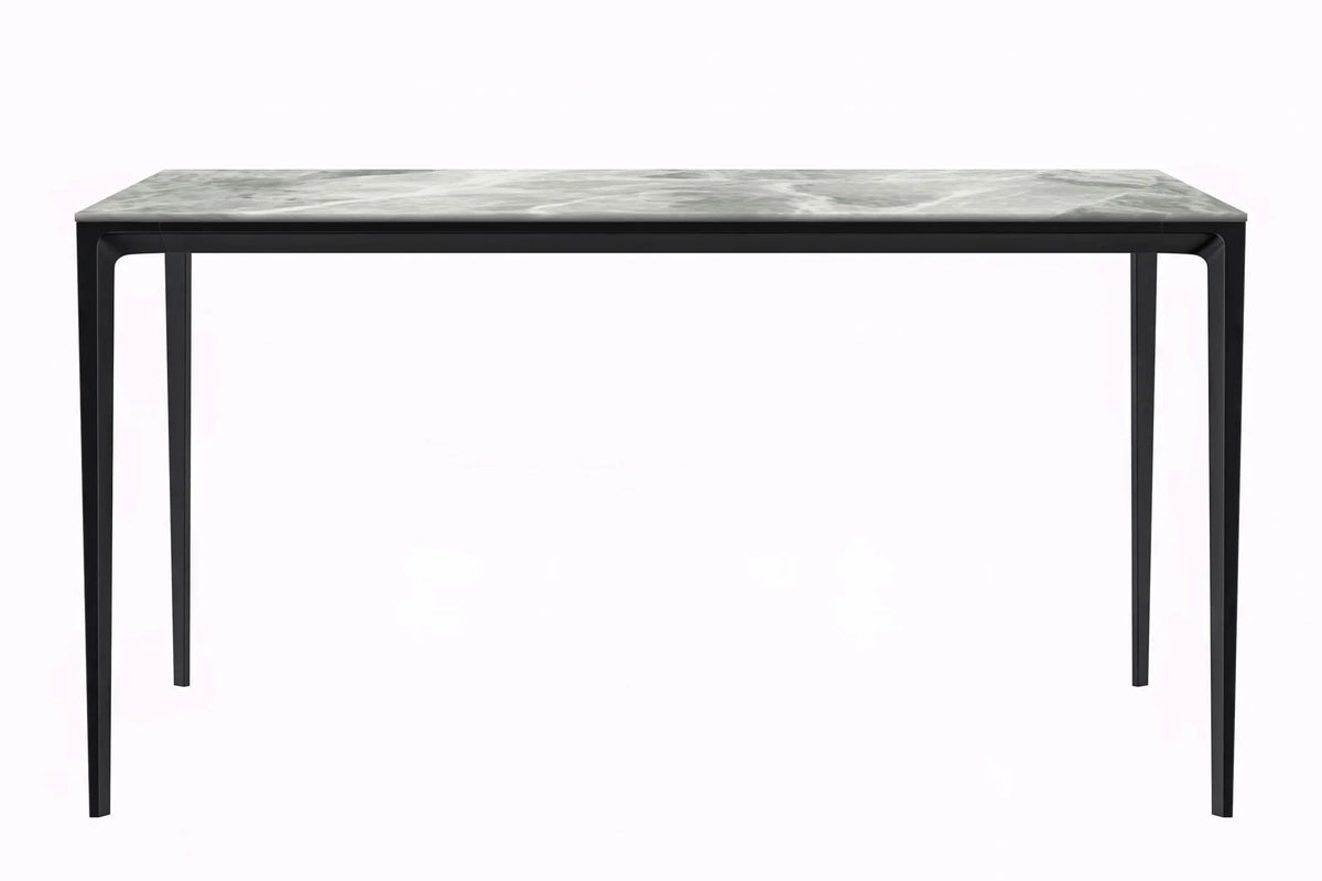 Avo Rectangular Dining Table with a Sintered Stone or Glass Tabletop in Black Aluminum - Elax Furniture
