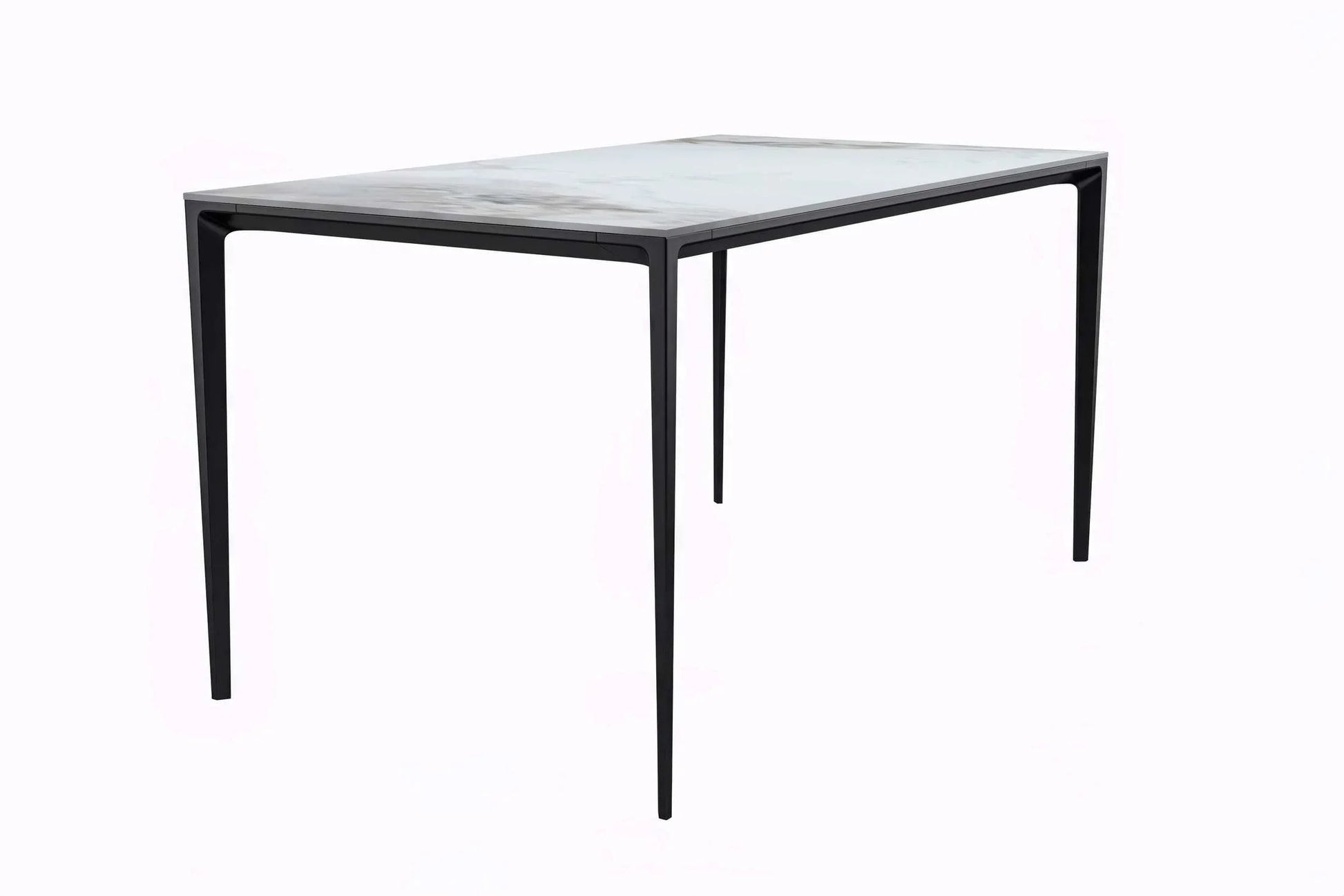 Avo Rectangular Dining Table with a Sintered Stone or Glass Tabletop in Black Aluminum - Elax Furniture