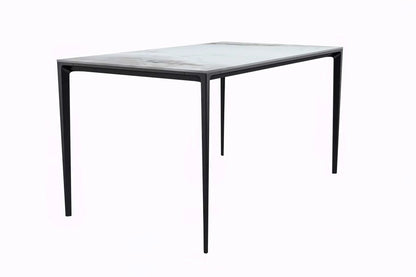 Avo Rectangular Dining Table with a Sintered Stone or Glass Tabletop in Black Aluminum - Elax Furniture