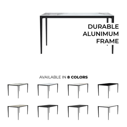 Avo Rectangular Dining Table with a Sintered Stone or Glass Tabletop in Black Aluminum - Elax Furniture