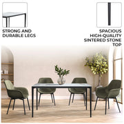 Avo Rectangular Dining Table with a Sintered Stone or Glass Tabletop in Black Aluminum - Elax Furniture