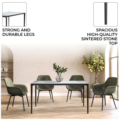 Avo Rectangular Dining Table with a Sintered Stone or Glass Tabletop in Black Aluminum - Elax Furniture