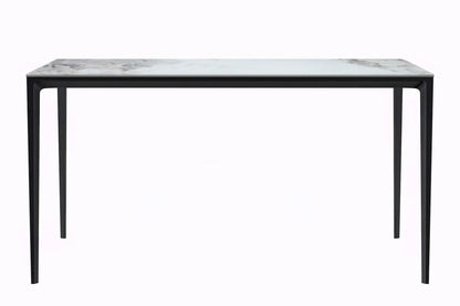 Avo Rectangular Dining Table with a Sintered Stone or Glass Tabletop in Black Aluminum - Elax Furniture