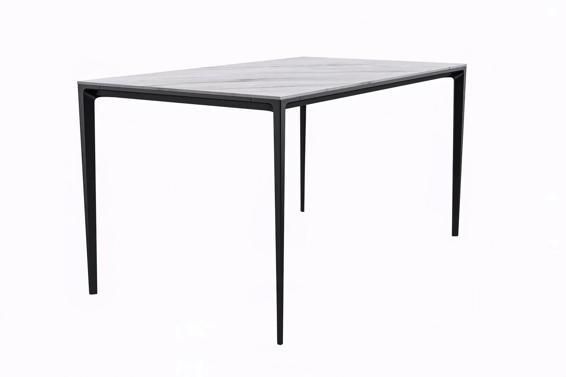 Avo Rectangular Dining Table with a Sintered Stone or Glass Tabletop in Black Aluminum - Elax Furniture