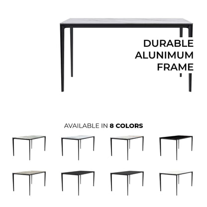 Avo Rectangular Dining Table with a Sintered Stone or Glass Tabletop in Black Aluminum - Elax Furniture