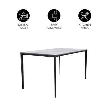 Avo Rectangular Dining Table with a Sintered Stone or Glass Tabletop in Black Aluminum - Elax Furniture