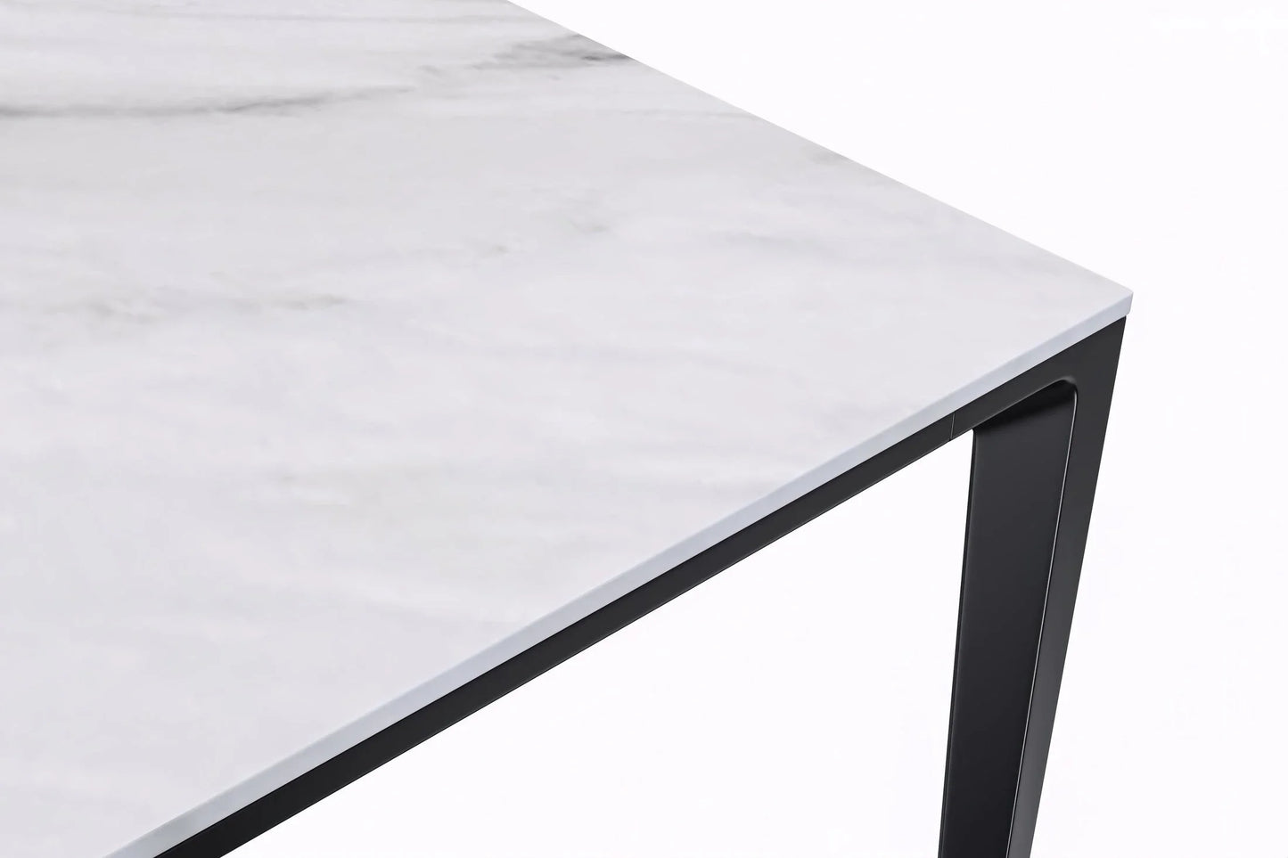 Avo Rectangular Dining Table with a Sintered Stone or Glass Tabletop in Black Aluminum - Elax Furniture