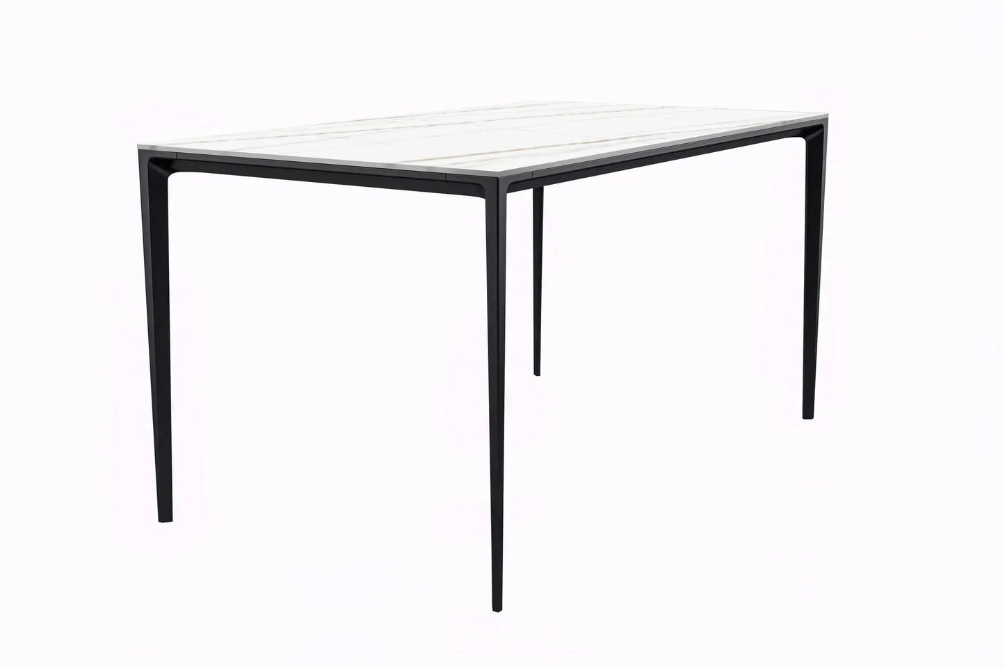 Avo Rectangular Dining Table with a Sintered Stone or Glass Tabletop in Black Aluminum - Elax Furniture