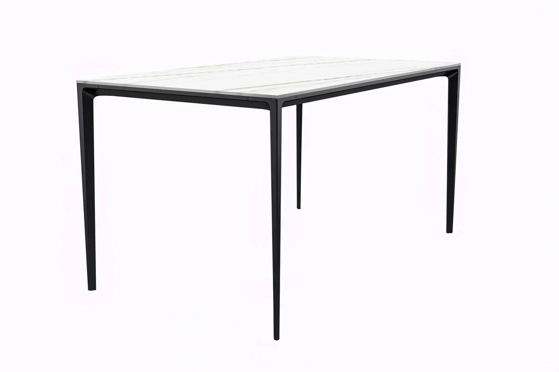 Avo Rectangular Dining Table with a Sintered Stone or Glass Tabletop in Black Aluminum - Elax Furniture