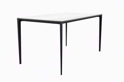 Avo Rectangular Dining Table with a Sintered Stone or Glass Tabletop in Black Aluminum - Elax Furniture