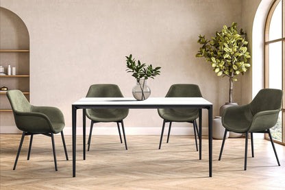Avo Rectangular Dining Table with a Sintered Stone or Glass Tabletop in Black Aluminum - Elax Furniture