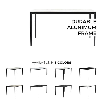 Avo Rectangular Dining Table with a Sintered Stone or Glass Tabletop in Black Aluminum - Elax Furniture