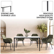 Avo Rectangular Dining Table with a Sintered Stone or Glass Tabletop in Black Aluminum - Elax Furniture