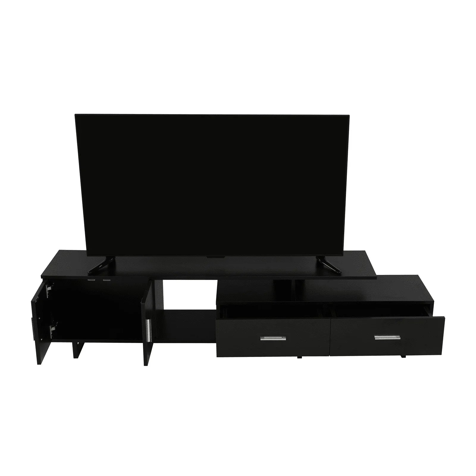 Avery Mid-Century Modern TV Stand with MDF Cabinet and Powder Coated Steel Legs - Elax Furniture