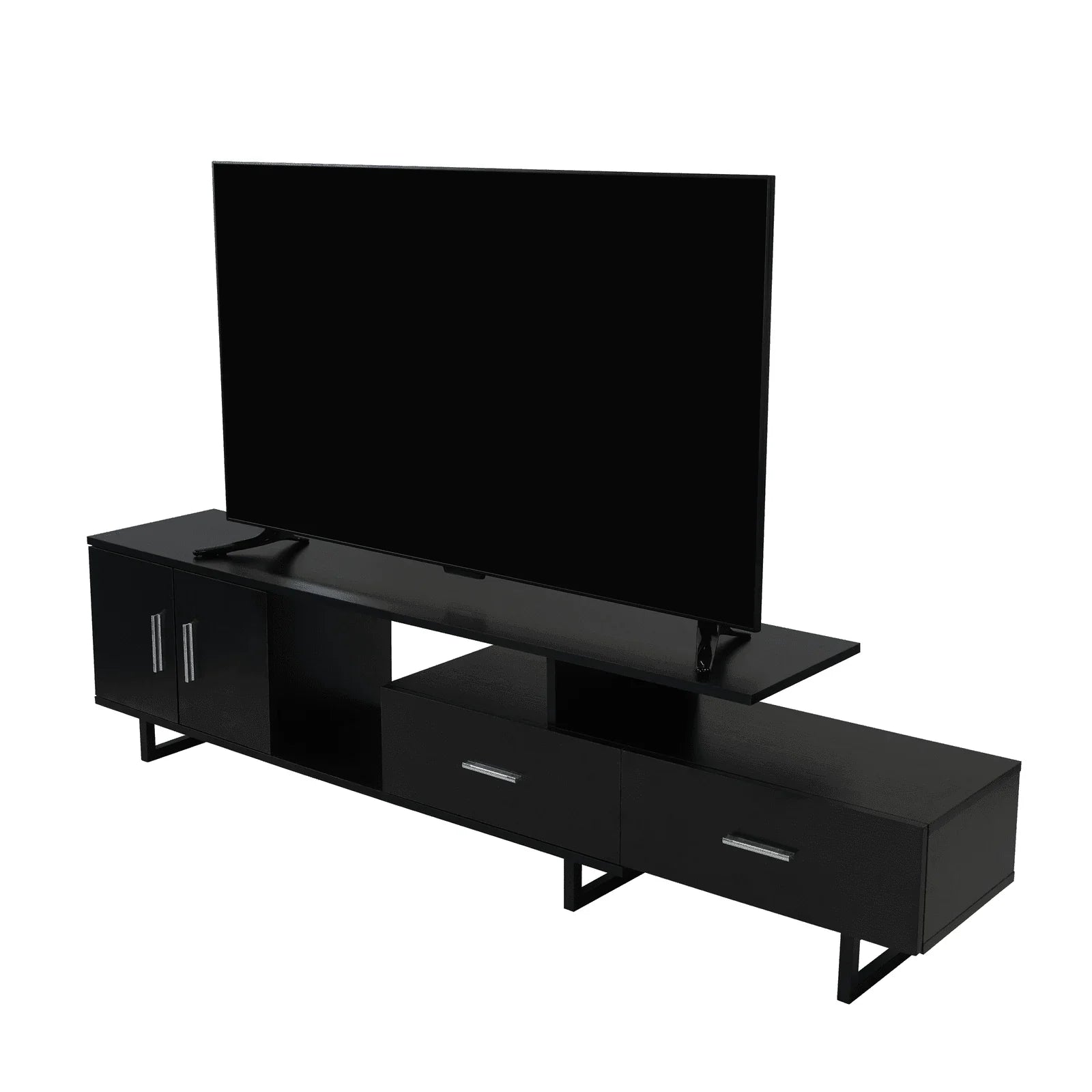 Avery Mid-Century Modern TV Stand with MDF Cabinet and Powder Coated Steel Legs - Elax Furniture