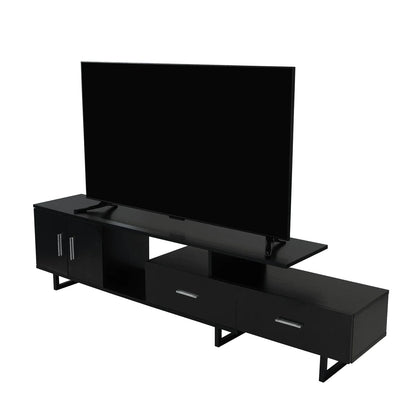 Avery Mid-Century Modern TV Stand with MDF Cabinet and Powder Coated Steel Legs - Elax Furniture