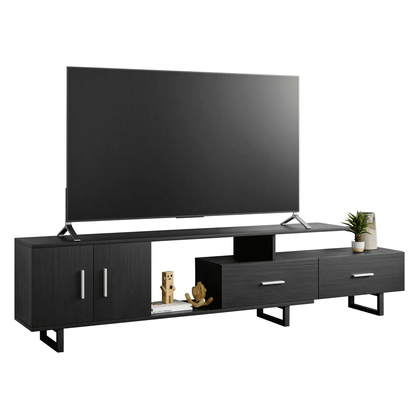 Avery Mid-Century Modern TV Stand with MDF Cabinet and Powder Coated Steel Legs - Elax Furniture