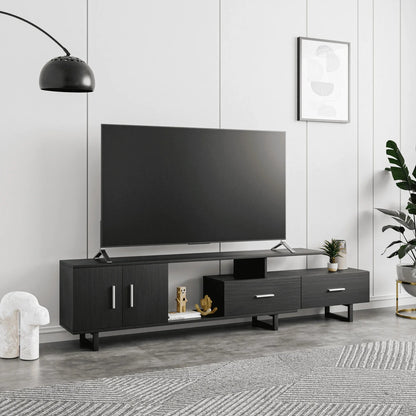 Avery Mid-Century Modern TV Stand with MDF Cabinet and Powder Coated Steel Legs - Elax Furniture