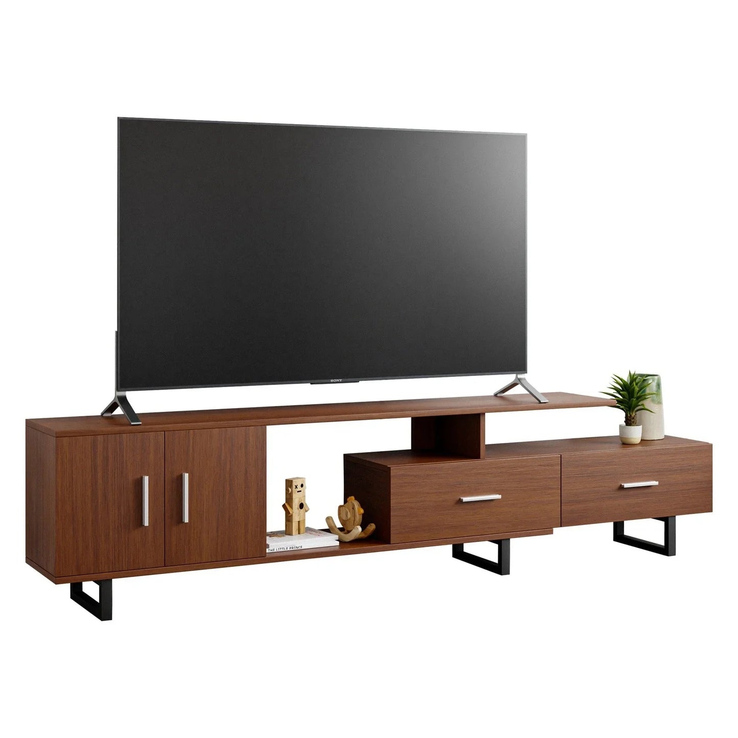 Avery Mid-Century Modern TV Stand with MDF Cabinet and Powder Coated Steel Legs - Elax Furniture
