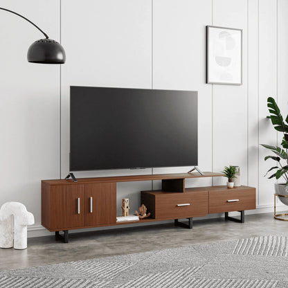 Avery Mid-Century Modern TV Stand with MDF Cabinet and Powder Coated Steel Legs - Elax Furniture