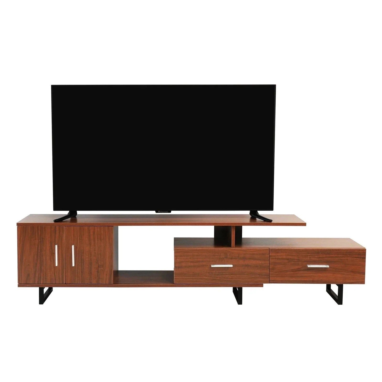 Avery Mid-Century Modern TV Stand with MDF Cabinet and Powder Coated Steel Legs - Elax Furniture