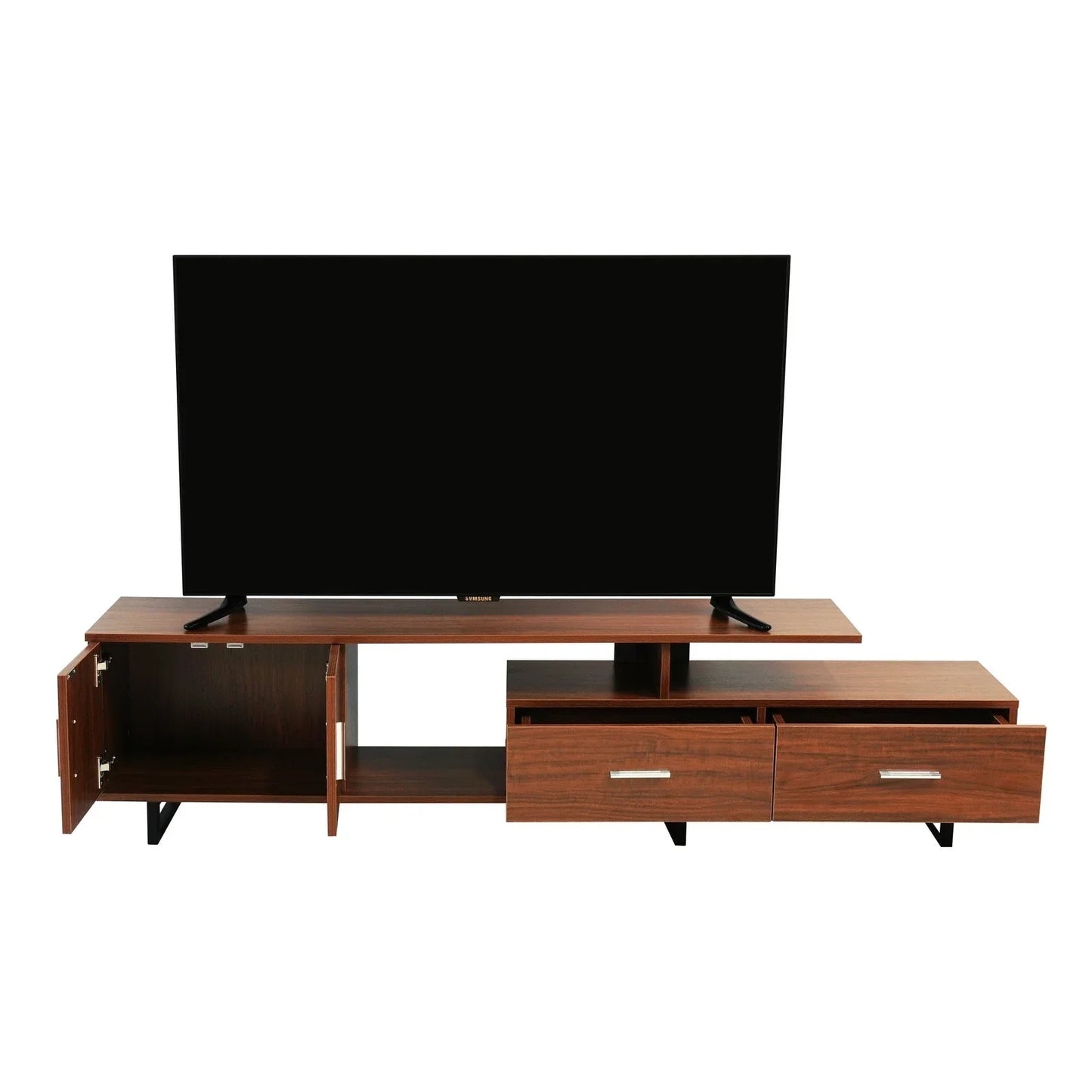 Avery Mid-Century Modern TV Stand with MDF Cabinet and Powder Coated Steel Legs - Elax Furniture