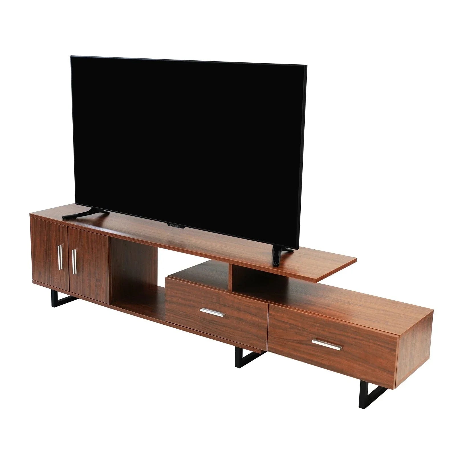 Avery Mid-Century Modern TV Stand with MDF Cabinet and Powder Coated Steel Legs - Elax Furniture