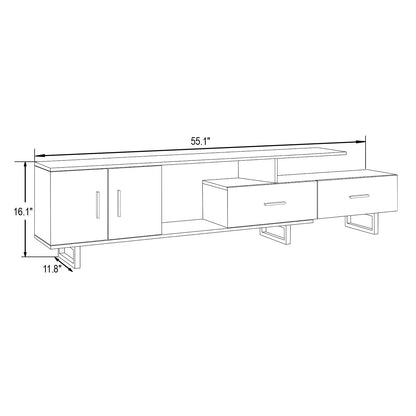 Avery Mid-Century Modern TV Stand with MDF Cabinet and Powder Coated Steel Legs - Elax Furniture