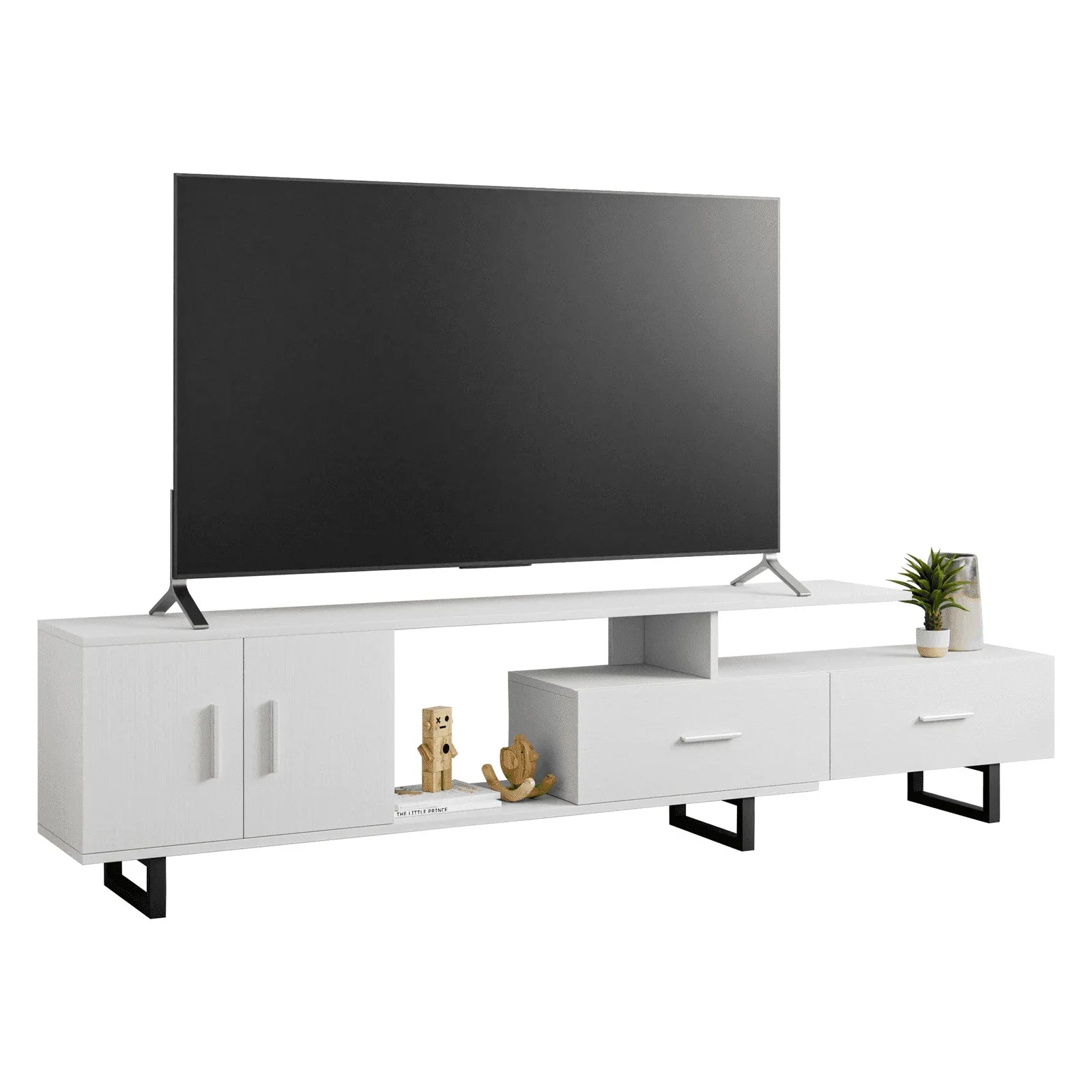 Avery Mid-Century Modern TV Stand with MDF Cabinet and Powder Coated Steel Legs - Elax Furniture