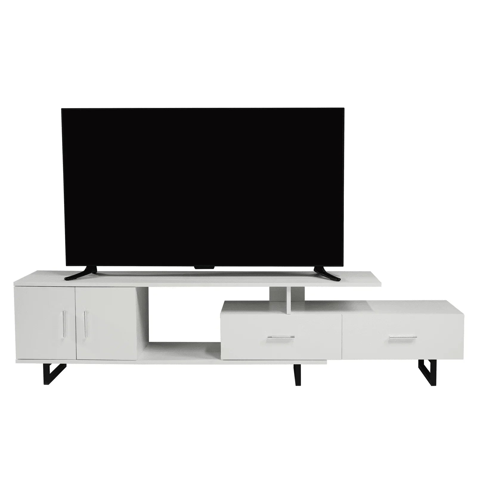 Avery Mid-Century Modern TV Stand with MDF Cabinet and Powder Coated Steel Legs - Elax Furniture