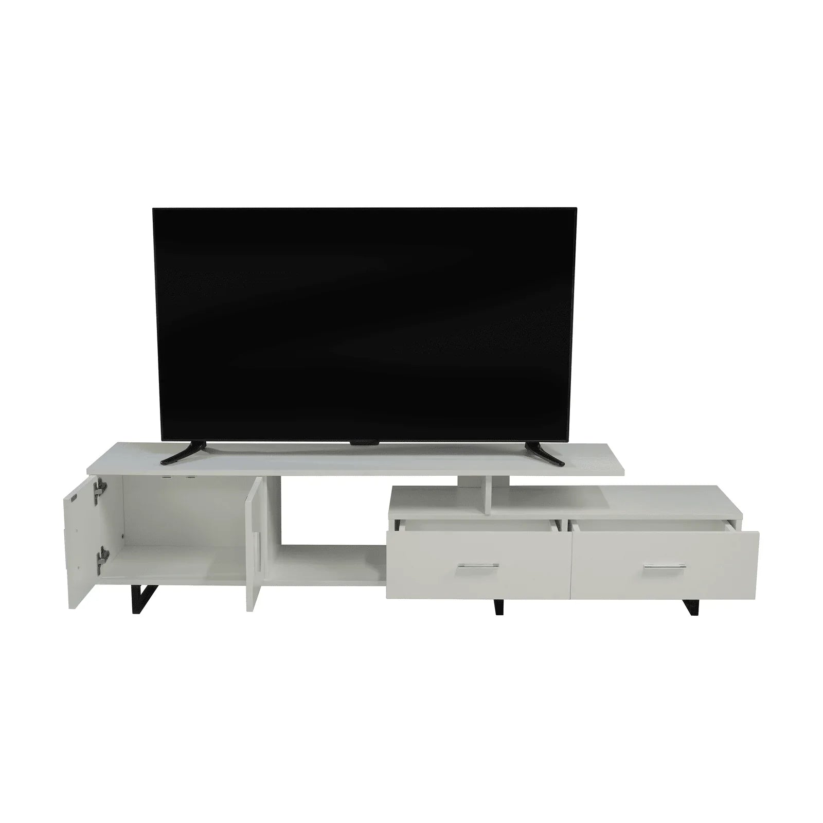 Avery Mid-Century Modern TV Stand with MDF Cabinet and Powder Coated Steel Legs - Elax Furniture