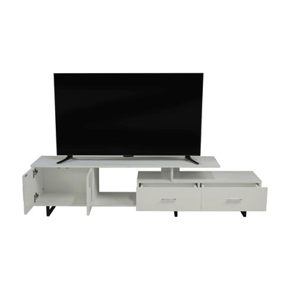 Avery Mid-Century Modern TV Stand with MDF Cabinet and Powder Coated Steel Legs - Elax Furniture