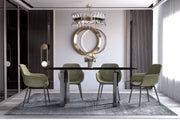 Astra Rectangular Dining Table with Stone/Glass Tabletop and Stainless-Steel Base - Elax Furniture