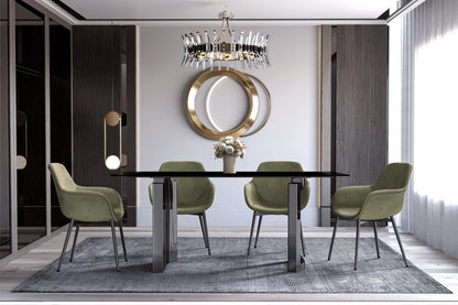 Astra Rectangular Dining Table with Stone/Glass Tabletop and Stainless-Steel Base - Elax Furniture