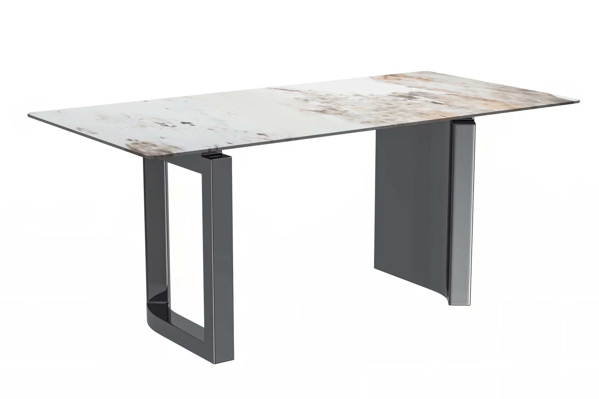 Astra Rectangular Dining Table with Stone/Glass Tabletop and Stainless-Steel Base - Elax Furniture
