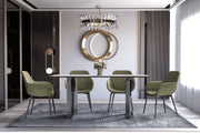 Astra Rectangular Dining Table with Stone/Glass Tabletop and Stainless-Steel Base - Elax Furniture