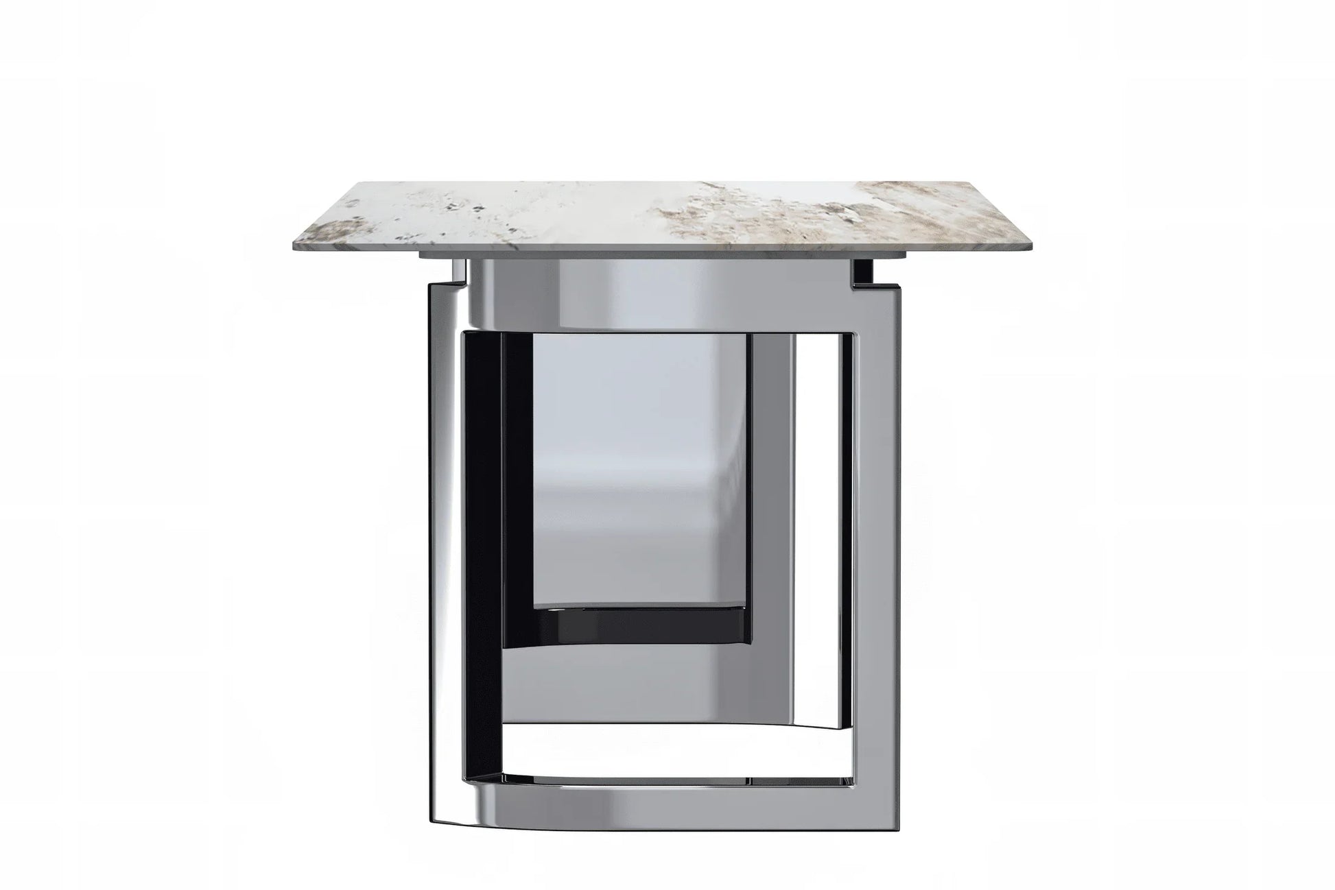 Astra Rectangular Dining Table with Stone/Glass Tabletop and Stainless-Steel Base - Elax Furniture