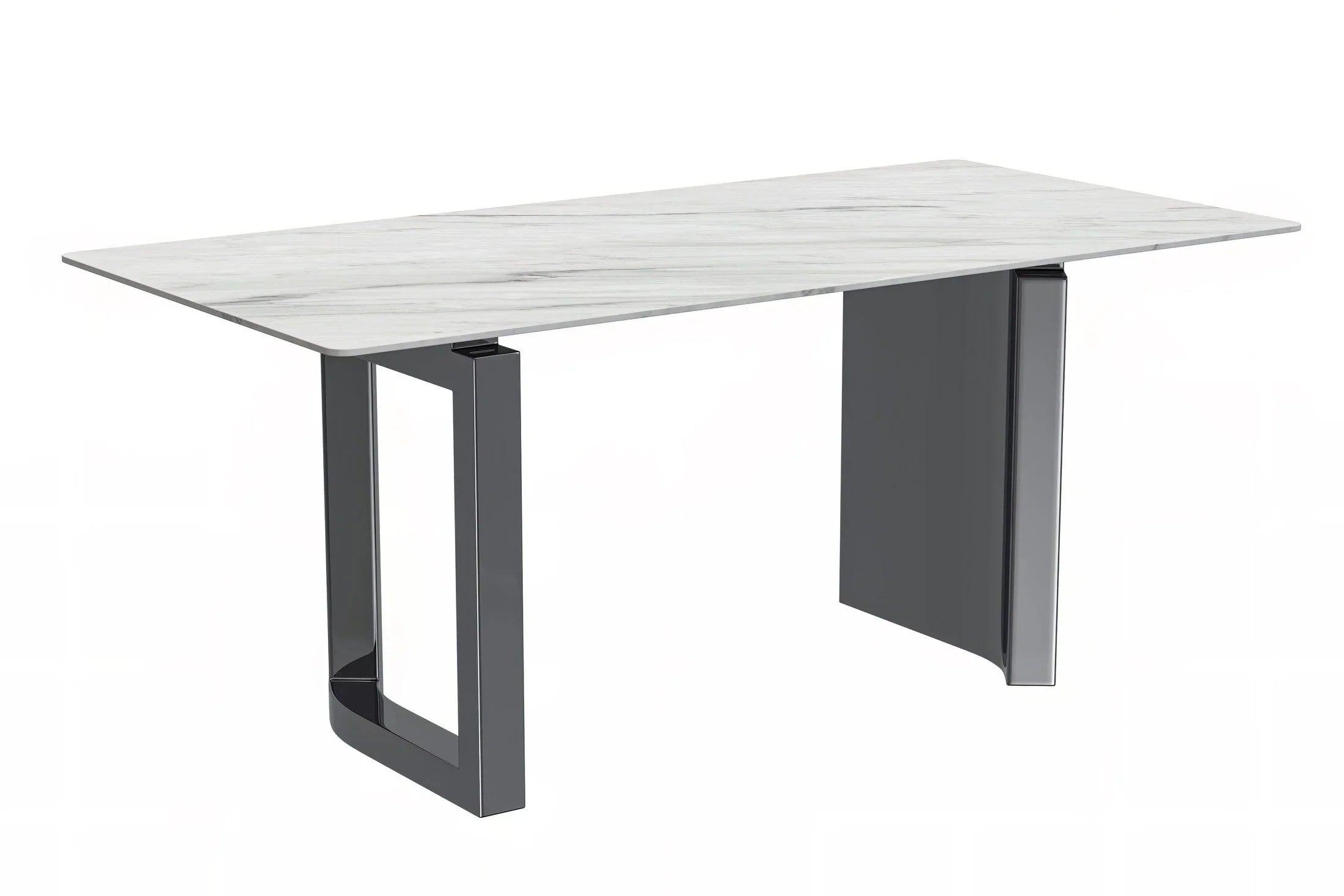 Astra Rectangular Dining Table with Stone/Glass Tabletop and Stainless-Steel Base - Elax Furniture