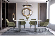 Astra Rectangular Dining Table with Stone/Glass Tabletop and Stainless-Steel Base - Elax Furniture