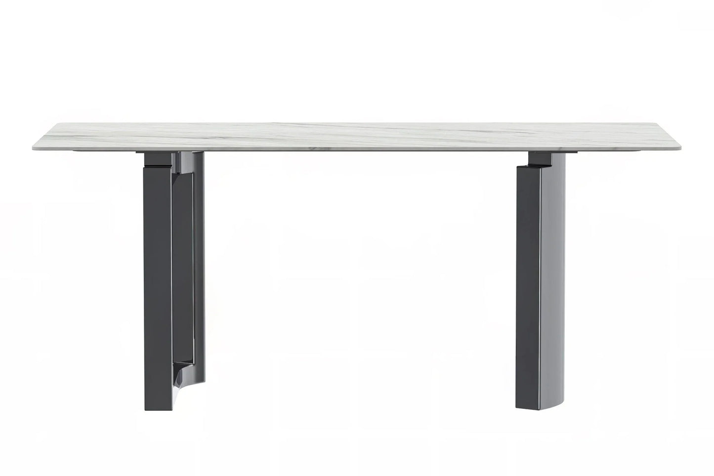 Astra Rectangular Dining Table with Stone/Glass Tabletop and Stainless-Steel Base - Elax Furniture