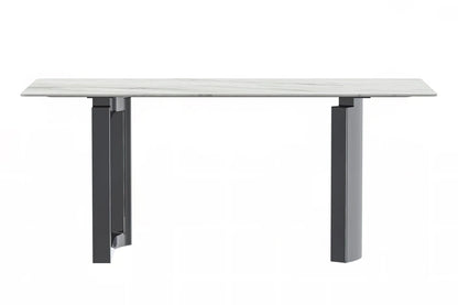 Astra Rectangular Dining Table with Stone/Glass Tabletop and Stainless-Steel Base - Elax Furniture