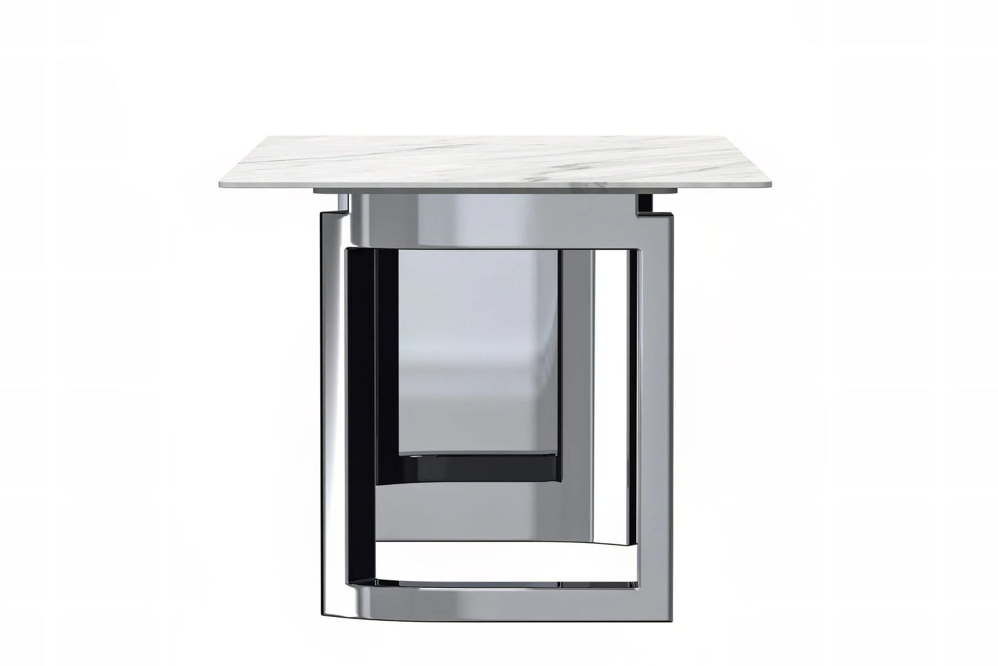 Astra Rectangular Dining Table with Stone/Glass Tabletop and Stainless-Steel Base - Elax Furniture