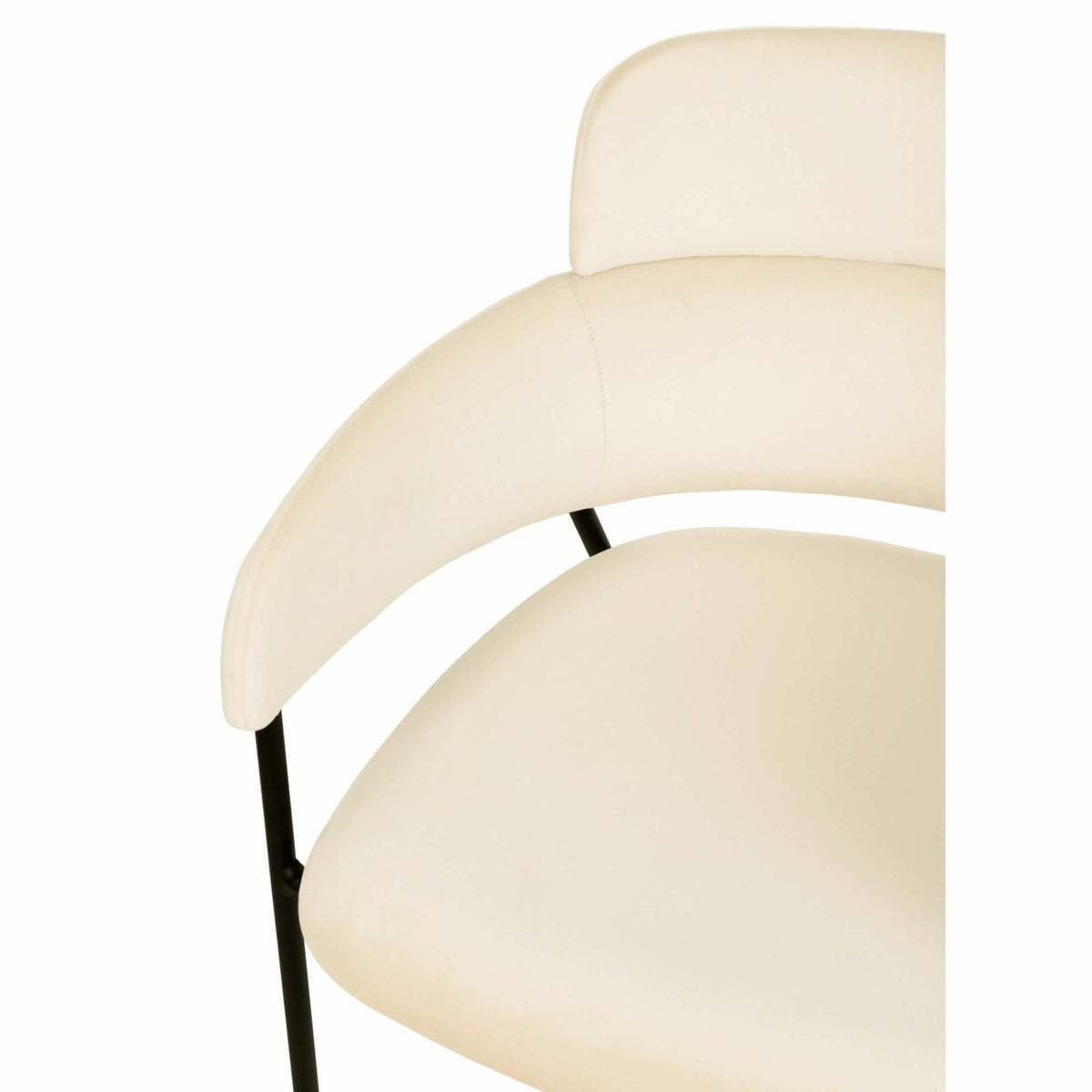 Axis Upholstered Dining Chair with Curved Open-Back and Arms and Black/Gold Stainless Steel Legs Black Velvet Beige Dining Chair Leisuremod