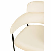 Axis Upholstered Dining Chair with Curved Open-Back and Arms and Black/Gold Stainless Steel Legs Black Velvet Beige Dining Chair Leisuremod