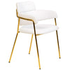 Axis Upholstered Dining Chair with Curved Open-Back and Arms and Black/Gold Stainless Steel Legs