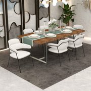 Axis Upholstered Dining Chair with Curved Open-Back and Arms and Black/Gold Stainless Steel Legs Black Polyester White Dining Chair Leisuremod