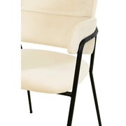 Axis Upholstered Dining Chair with Curved Open-Back and Arms and Black/Gold Stainless Steel Legs Black Velvet Beige Dining Chair Leisuremod