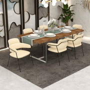 Axis Upholstered Dining Chair with Curved Open-Back and Arms and Black/Gold Stainless Steel Legs Black Velvet Beige Dining Chair Leisuremod